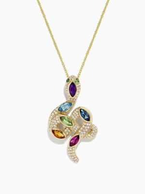 Effy Safari 14k Yellow Gold Multi Gemstone And Diamond Snake Pendant, 2.16