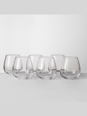 16oz 6pk Glass Stackable Stemless Wine Glasses - Made By Design™