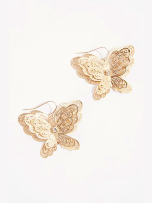 Filigree Butterfly Pendant Earrings