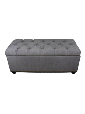 3pc Tufted Storage Bench With Ottoman Seating Gray - Ore International