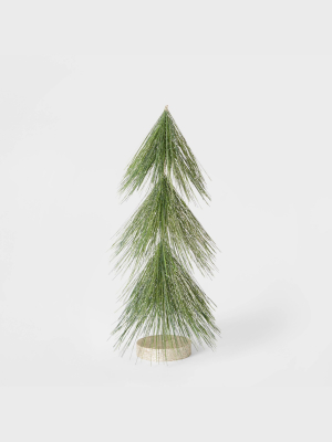 15in Unlit Tinsel Christmas Tree Decorative Figurine Green With Gold - Wondershop™