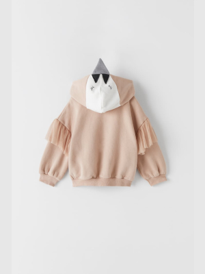 Swan Tulle Trim Sweatshirt