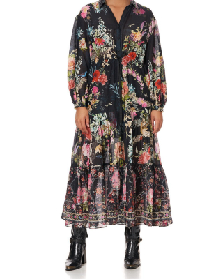 Tiered Long Shirt Dress Hampton Hive