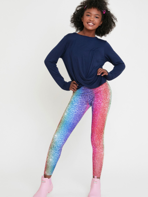 Girls Rainbow Glitter Leggings