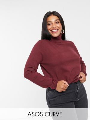 Asos Design Curve Relaxed Knit Roll Neck Sweater