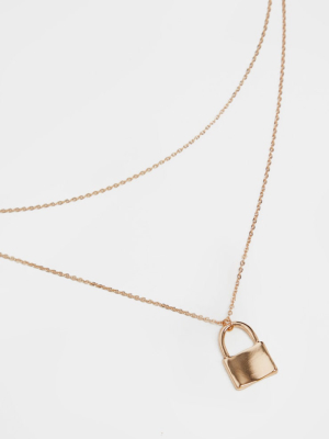 Gold Padlock Layering Necklace