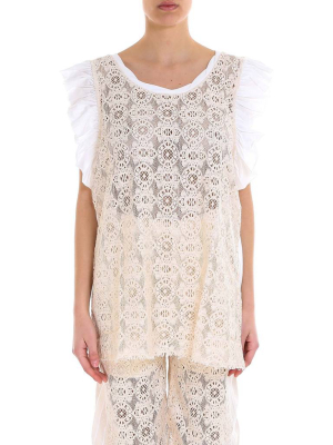 Philosophy Di Lorenzo Serafini Embroidered Ruffle Sleeve Top