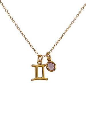 Gemini + Birth Crystal Necklace