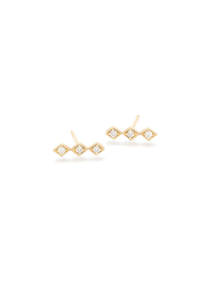 14k Tiny Diamond Shaped Bar Studs