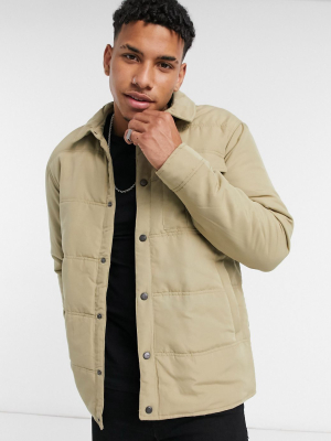 Only & Sons Padded Worker Jacket In Beige