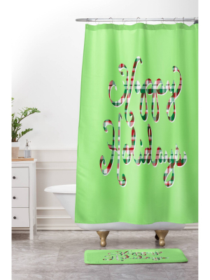 Lisa Argyropoulos Happy Holidays Shower Curtain Green - Deny Designs