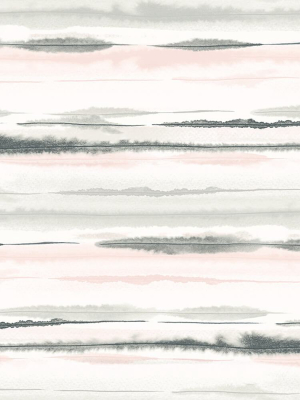 Horizon Stripe Peel-and-stick Wallpaper In Pink Sunset From The Luxe Haven Collection By Lillian August