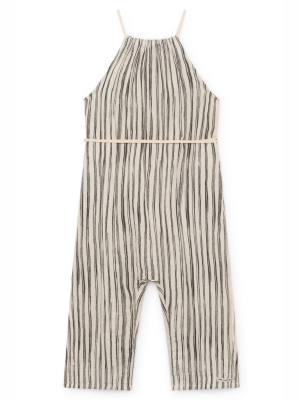 Little Creative Factory Bamboo Striped Jumpsuit - Black Stripe