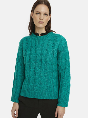 Cable Knit Sweater - Teal