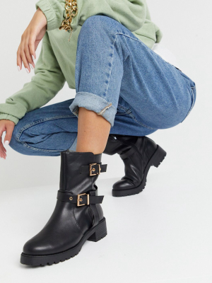 Asos Design Asha Pull On Trucker Boots In Black