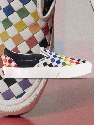 Vans Vault Classic Slip-on Vlt Lx "pride" - Woven Leather Rainbow