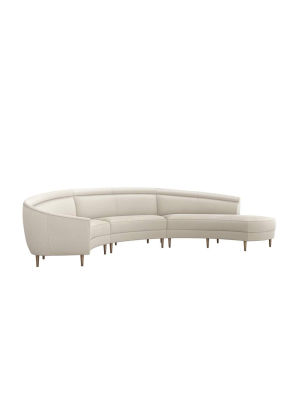 Interlude Home Capri Right Chaise 3 Piece Sectional - Pearl