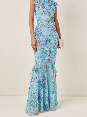 Tamara Ruffled Printed Silk-chiffon Maxi Dress