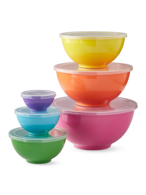 Flour Shop Melamine Mixing Bowls With Lids, Set Of 6