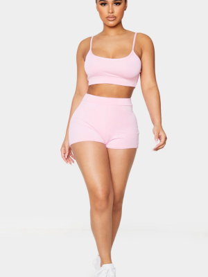 Petite Baby Pink Ruched Bum Booty Short