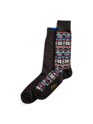 Fair Isle & Dot Sock 2-pack