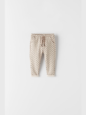 Faux Fur Lined Polka Dot Pants