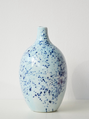 Porcelain Splatter Vase Powder Blue & Ink