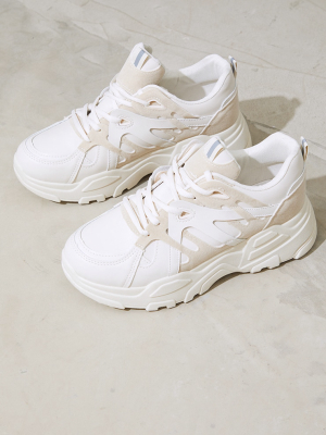 Stone Chunky Panelled Sneakers