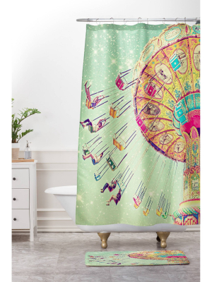 Shannon Clark Swinging Through Stars Shower Curtain Green - Deny Designs