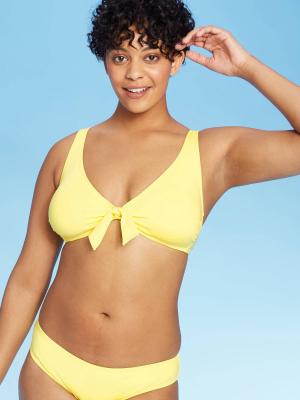 Women's Tie-front Over The Shoulder Strap Bikini Top - Kona Sol™ Light Yellow