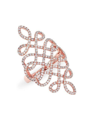 14kt Rose Gold Diamond Woven Lace Ring