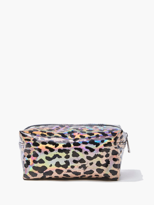 Iridescent Leopard Print Makeup Bag