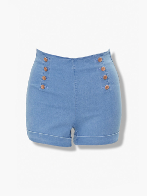 Plus Size Cuffed Denim Shorts