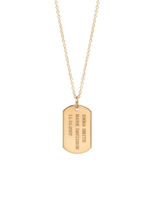 14k Small Engraved Dog Tag Necklace