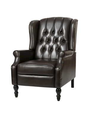 Walter Brown Bonded Leather Recliner Club Chair - Christopher Knight Home