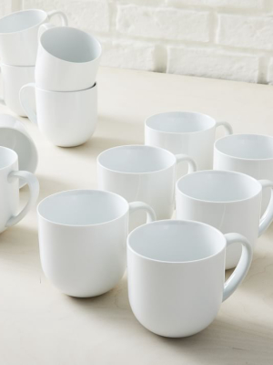 White Porcelain Mugs - Party Set Of 12