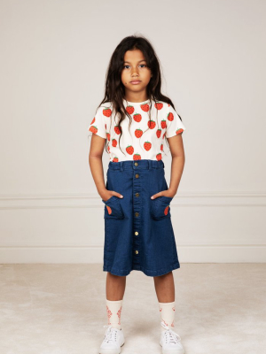 Mini Rodini Denim Strawberry Skirt - Blue