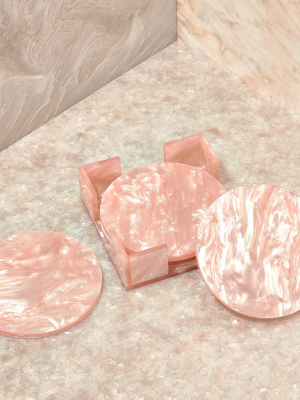 Round Coasters In Rose Quartz Pearlescent