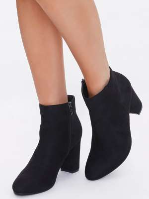 Faux Suede Block Heel Booties