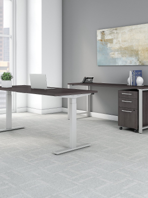 Bush Business Furniture 72w X 30d Adjust Standing Desk W/credenza & Storage, Storm Gray 400s223sg