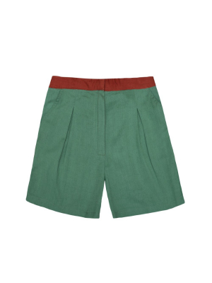 Green And Rust Shorts