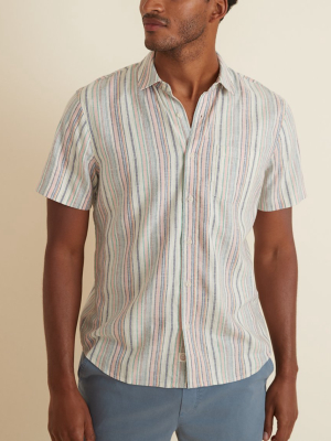 Hemp Tencel Shirt In Pop Multi Stripe