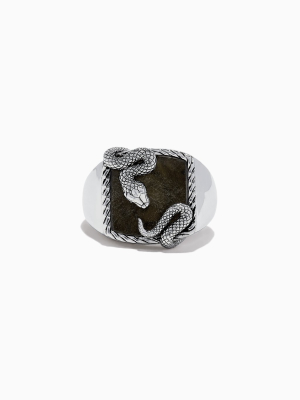 Effy Men's Sterling Silver Obsidian Snake Ring, 5.50 Tw