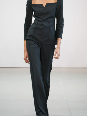 Square Crepe Straight-leg Pants