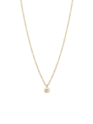 14k Single Large Diamond Pendant Necklace | April Birthstone