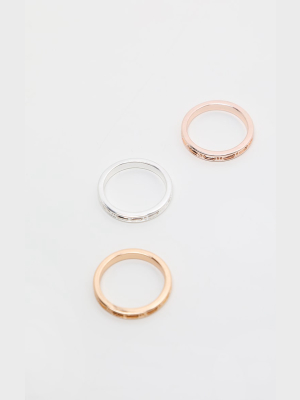 Multi Roman Numeral Skinny Ring 3 Pack