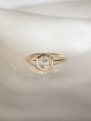 Hex Rose-cut Diamond Bezel Ring