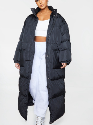 Plus Black Maxi Puffer Coat