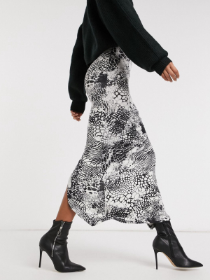 Asos Design Maxi Column Skirt In Abstract Print