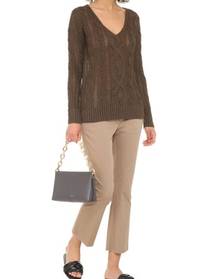 Max Mara Peplo V-neck Cable-knit Sweater